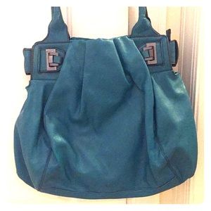 Turquoise faux leather shoulder bag